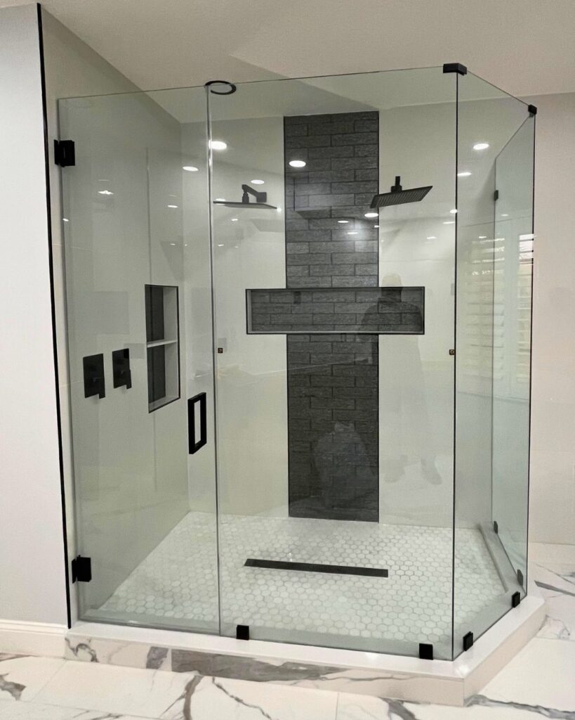 Elegant sliding glass door for custom shower